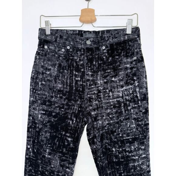 POLO RALPH LAUREN black silver metallic Arye Tompkins skinny cropped pants - Picture 3 of 12